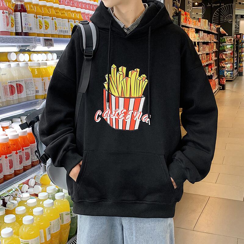 Áo hoodie Tay Dài In Họa Tiết Khoai Tây Chiên Thời Trang Hàn Quốc Dành Cho Nam Size M-8XL