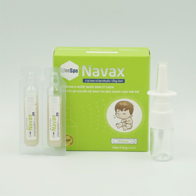 Navax - Xịt bào tử lợi khuẩn phòng ngừa viêm mũi họng cho trẻ (Hộp 4 ống)