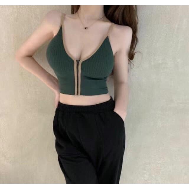 [Mã FASHIONT4WA2 giảm 10K đơn 50K] Áo Bra Kéo Khóa Ngực Mẫu Mới Phiên Bản 2021 | BigBuy360 - bigbuy360.vn