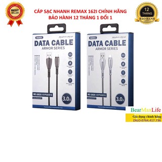 Cáp sạc iPhone chính hãng Remax 162i - Dây sạc iphone chính hãng hỗ trợ sạc nhanh 3A