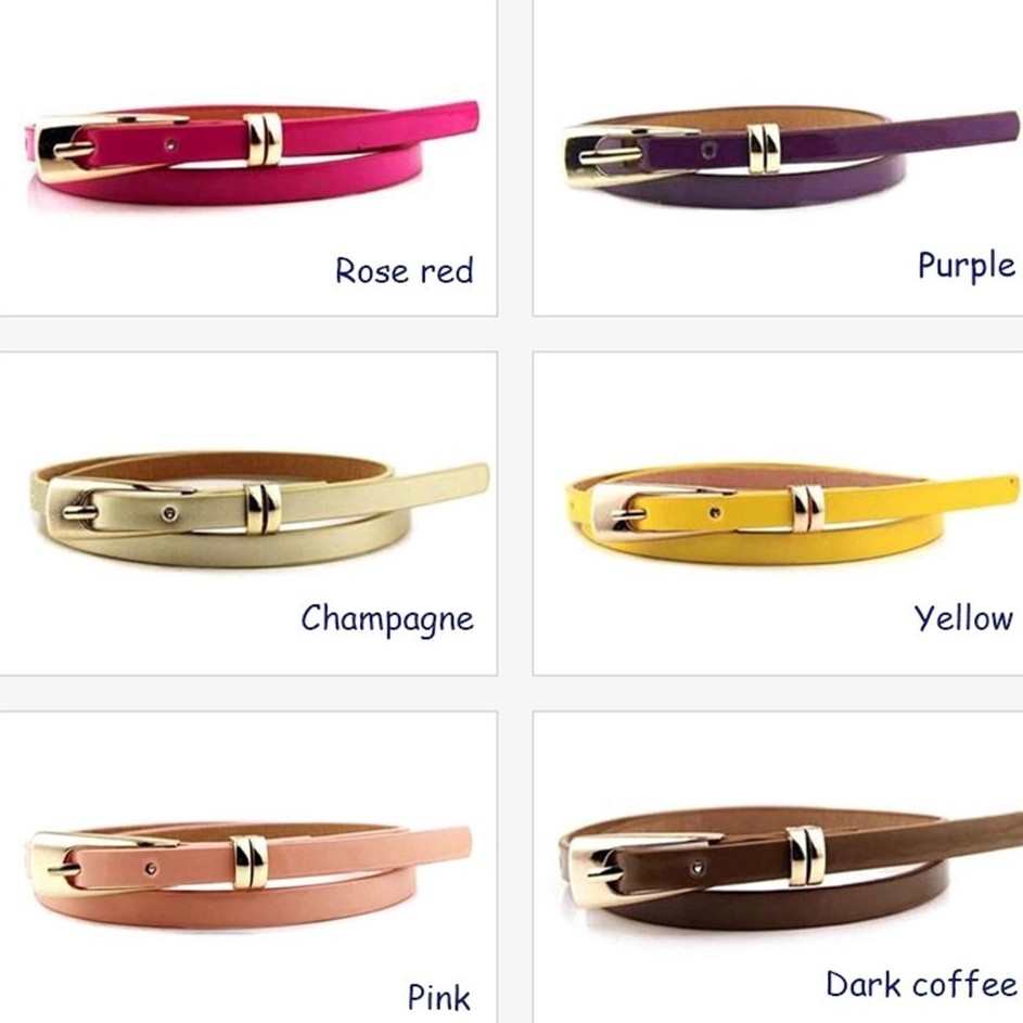 Thắt lưng da PU dạng mảnh nhiều màu sắc thời trang dành cho nữ