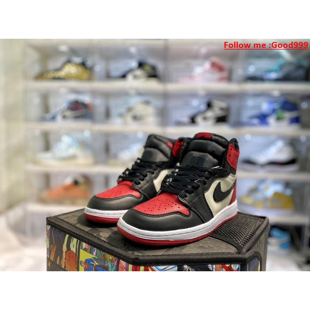 (Good999)   Air Jordan 1 Retro High Bred Toe Black red