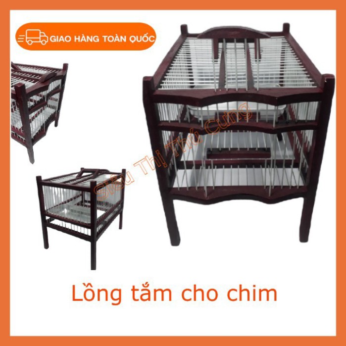 Lồng Tắm Chim - Lồng Tắm Chào Mào, Khướu, Hoạ Mi  Kèm Khay Nước Nhôm