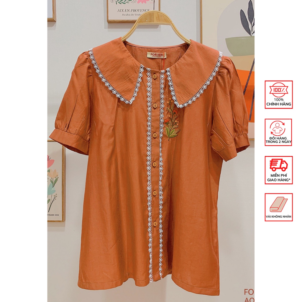 Áo Phối Ren FOR HER Thêu Hoa AO0626