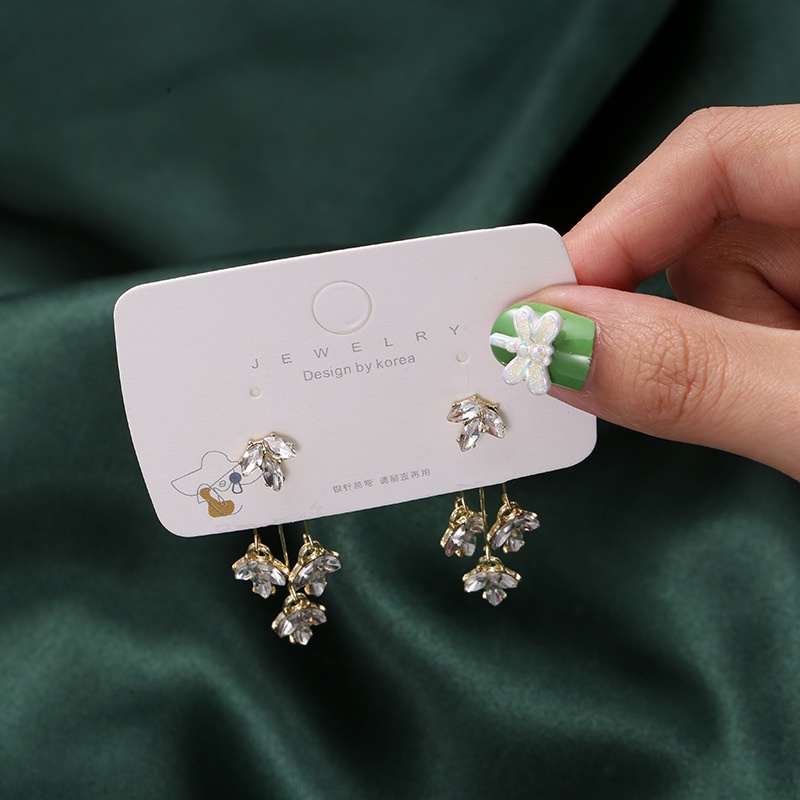 Bông Tai Dài Hình Chiếc Lá Phối Tua Rua Phong Cách Retro Âu Mỹ Thanh Lịch