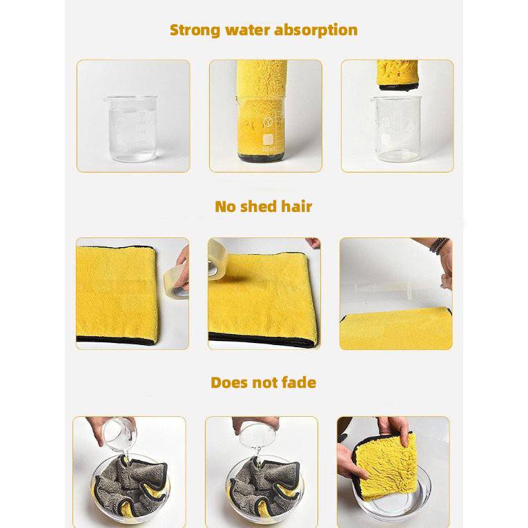 Khăn làm sạch hai mặt bằng vi sợi khăn dày thấm hút tốt vệ sinh xe hơi tiện dụng 30*30