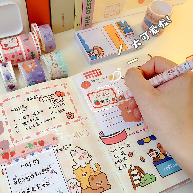Combo 10 Cuộn Washi Tape Cartoon Hoạt Hình Chủ Đề Đáng Yêu