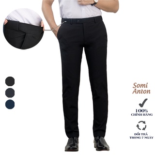 Quần Âu Nam Công Sở Thương Hiệu Anton Dáng Suông, Chỉnh Cạp Màu Đen - QA204