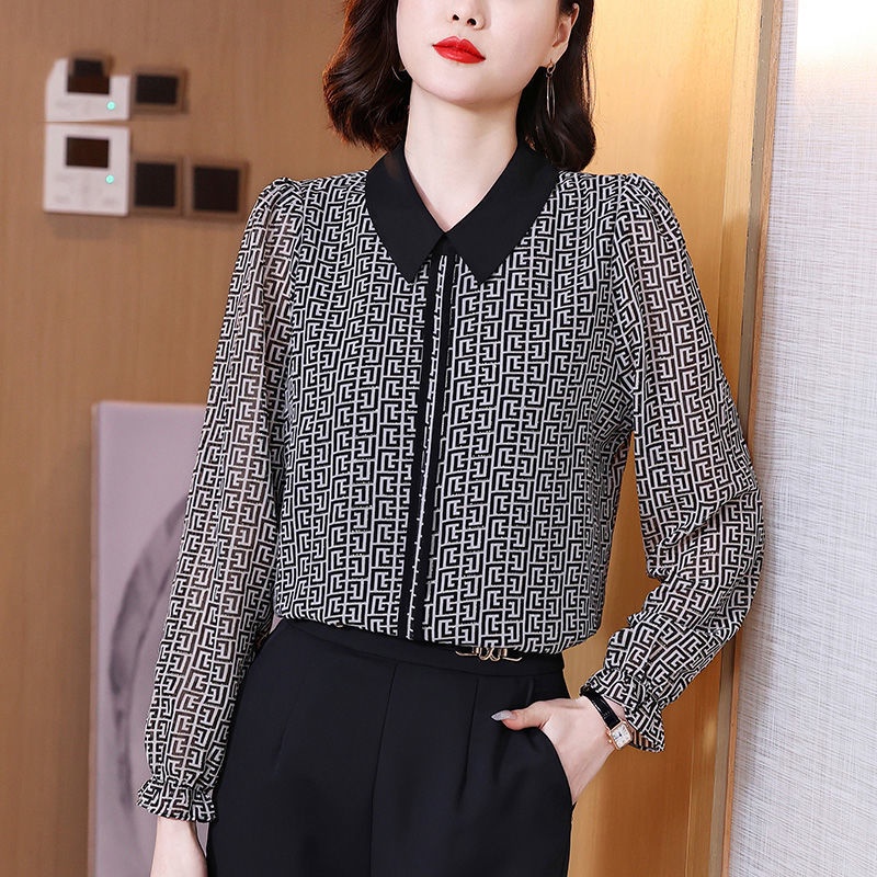 Áo Sơ Mi Nữ Ca Rô Dài Tay Cổ Bẻ Thời Trang Hàn