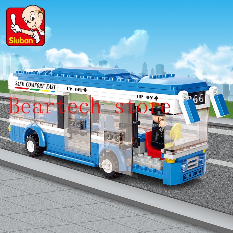 Mô hình lego xe buýt thành phố Sluban 0330 sinh động làm đồ chơi giáo dục bé
