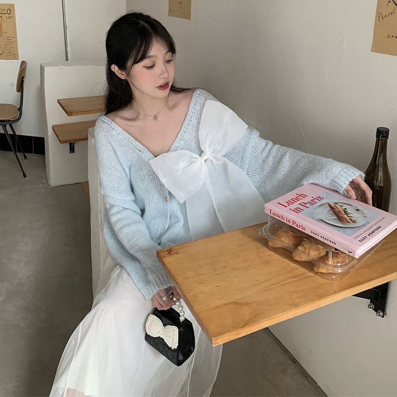 Áo Sweater Tay Dài Phối Nơ Thiết Kế Mới Thời Trang Dành Cho Mùa Thu