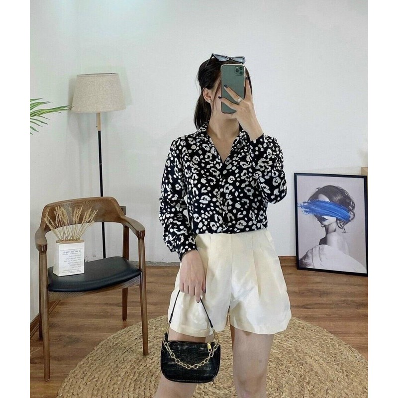 Áo sơ mi họa tiết cắt mã