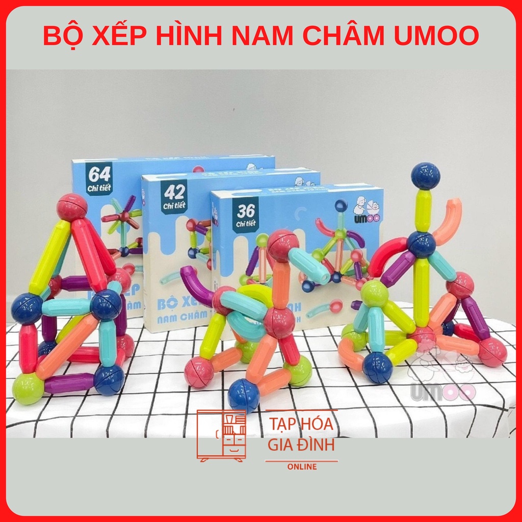 Bộ xếp hình nam châm từ tính umoo chính hãng an toàn cho bé