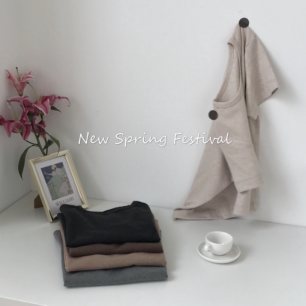 Áo Thun Ngắn Tay Cổ Tròn Màu Trơn Thời Trang Cho Nữ