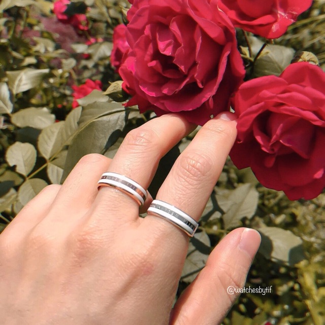 Nhẫn đôi nam nữ D.VV ver 2 Nhẫn trơn tối giản sang trọng thép không gỉ không phai màu Watchesbytif gói quà miễn phí