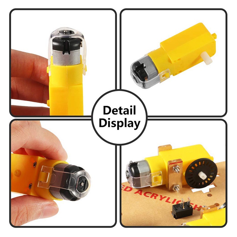 Bộ 4 Mô Tơ Điện DC + Động Cơ Trục Kép Bằng Nhựa TT Cho Xe Hơi Thông Minh Arduino