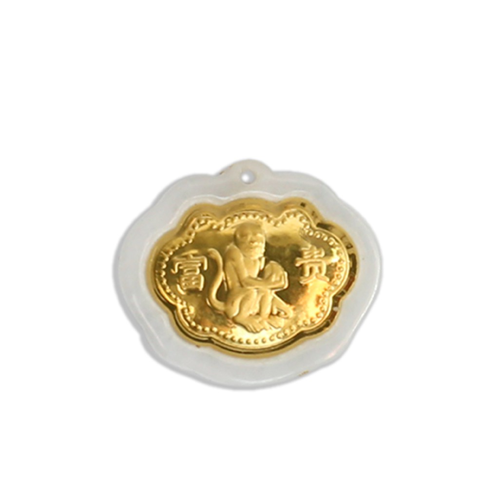ANCARAT - Mặt dây phỉ thúy đám mây 12 con giáp - Tuổi thân - Tặng dây chuyền vải miễn phí