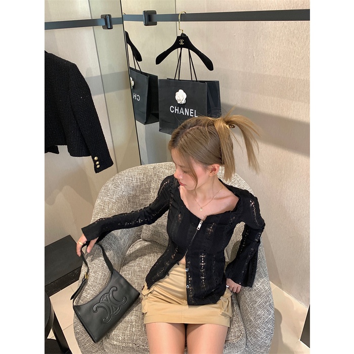 Cocory vn Set Áo Hở Lỗ + Chân Váy Chữ A Lưng Cao Thời Trang Nữ