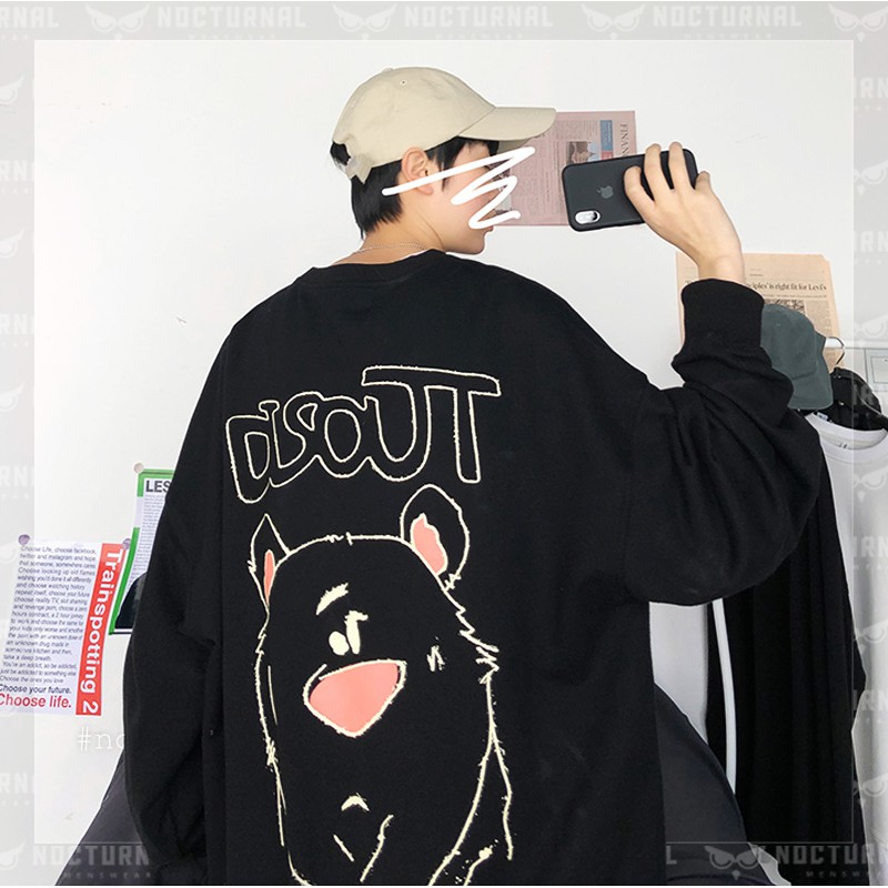 Áo Sweater Disout Bear Unisex Nocturnal (2 màu đen & trắng)