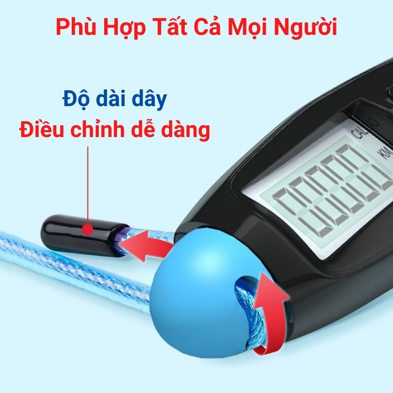 Dây nhảy thể lực đếm vòng BOXELO tập thể dục giảm cân đếm số Calo lõi thép cao cấp