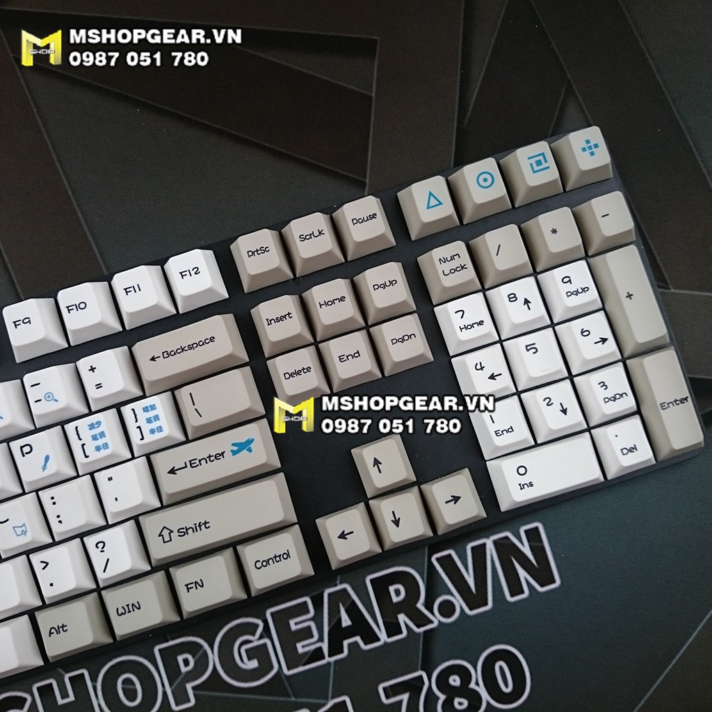 Keycap phím tắt phần mềm chỉnh sửa ảnh Adobe Photoshop màu xám trắng cherry profile 108 nút