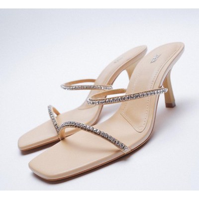 GIÀY CAO GÓT ZARA XUẤT DƯ TUỒN NỮ MÀU ĐEN QUAI ĐÍNH ĐÁ