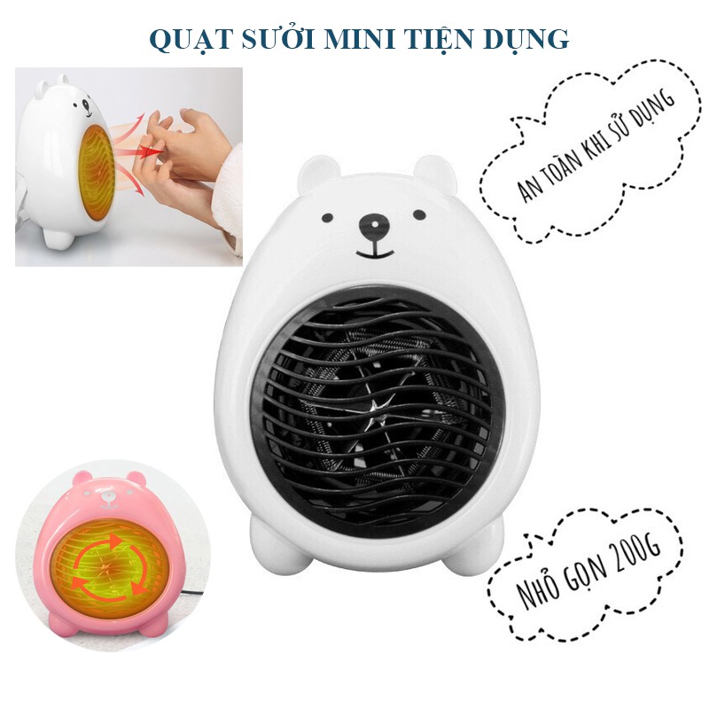 Quạt sưởi mini Máy sưởi tiện ích cho dân văn phòng, nhà có trẻ con, tốc độ làm ấm nhanh, tỏa nhiệt đều