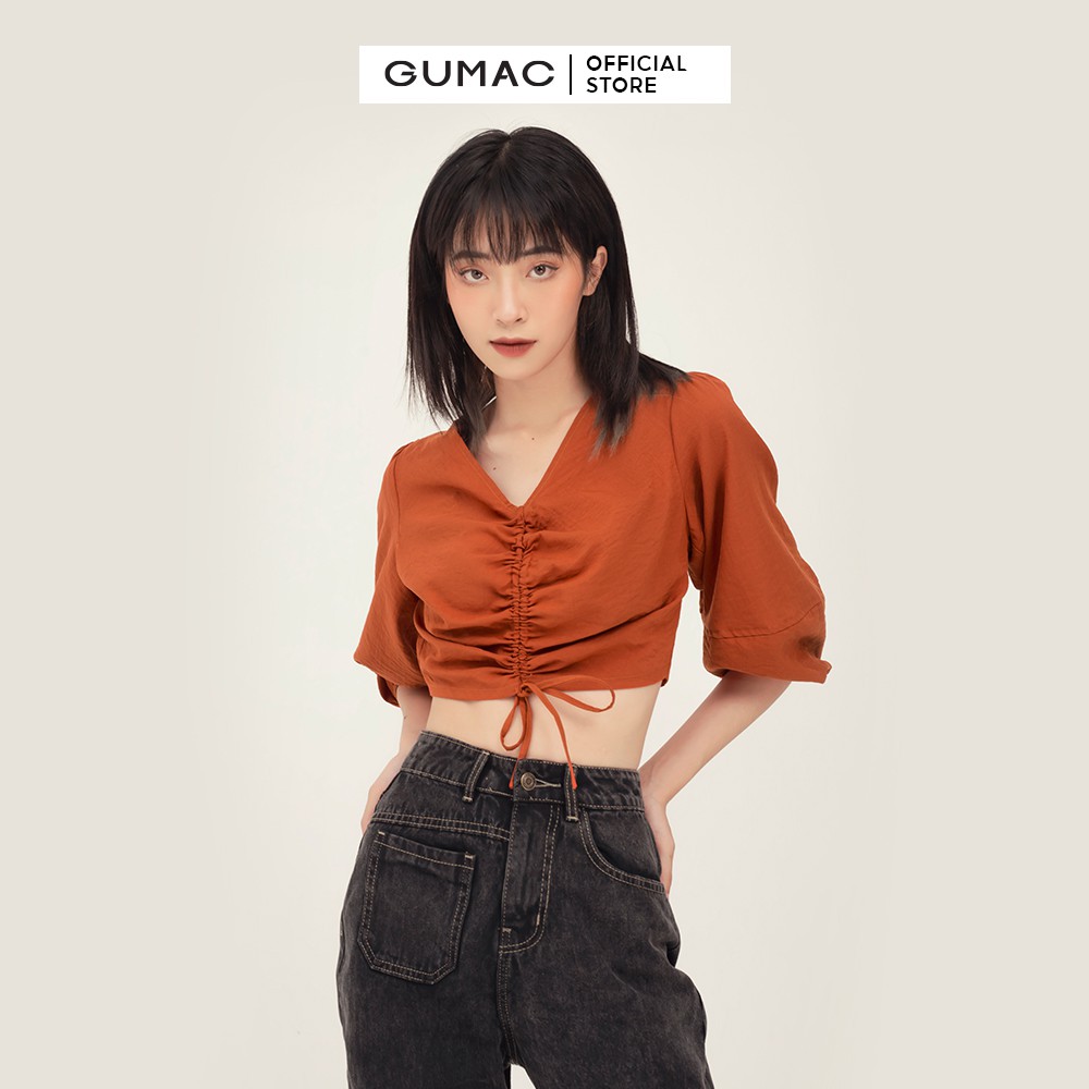 [Mã WABRGU100 giảm 15% đơn 249K tối đa 100k] Áo kiểu nữ nhún ngực tay phồng GUMAC phong cách sexy, unisex AB384 | BigBuy360 - bigbuy360.vn