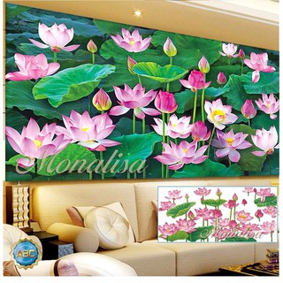 Tranh đính đá HOA SEN KT:100x65cm-150x70cm  (chưa đính)