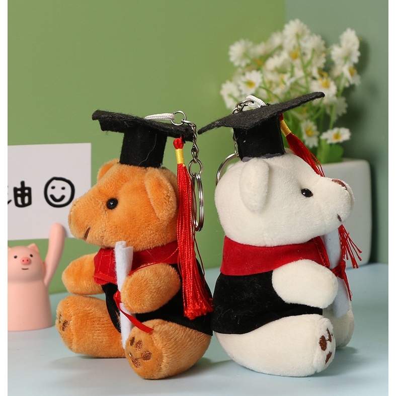 Móc Khóa Hình Chú Gấu Nhồi Bông Đáng Yêu 3 Màu 12cm