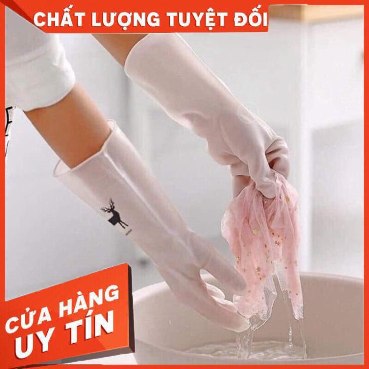 HH Bao Tay Rửa Chén Cao Su Hình Hươu Siêu Dai (Loại Ngắn)