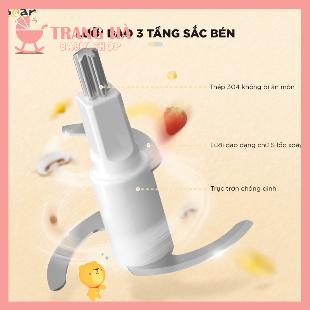 (Bản Quốc Tế) Máy Xay Ăn Dặm Bear 0,6L GR B06V1 Hình Nơ Xay Đa Năng Tiện Dụng Cho Bé Bảo Hành Chính Hãng 18 Tháng