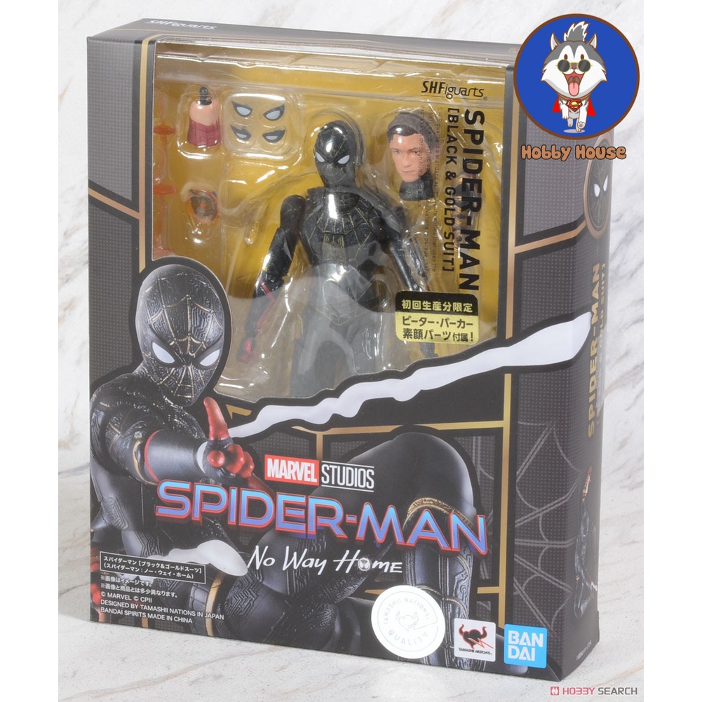 Mô hình chính hãng SHF: Spiderman (Black & Gold suit) Nhện không còn nhà áo ma thuật đen