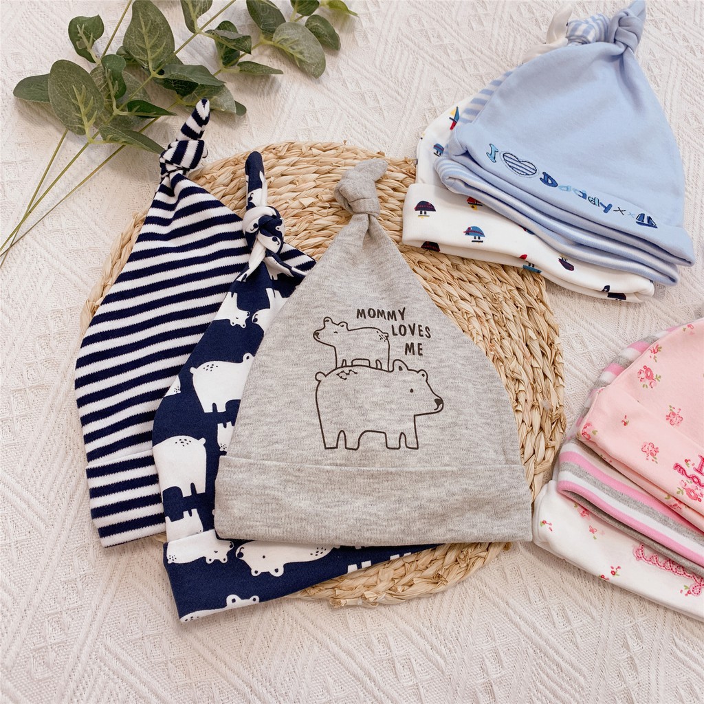 Set 3 mũ momcare 100% cotton mềm mịn, giữ ấm cho bé sơ sinh 0- 6 tháng - ảnh sản phẩm 9