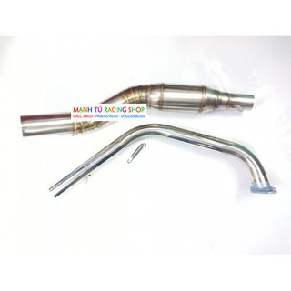 cổ pô R15 V3 bầu hơi 2 khúc inox 304