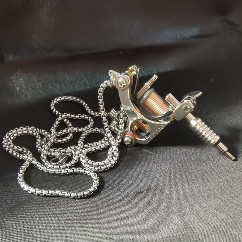 Thời Trang vòng cổ Thép Titan Mặt Máy Xăm Hình Màu Bạc Phong Cách Hip Hop Unisex