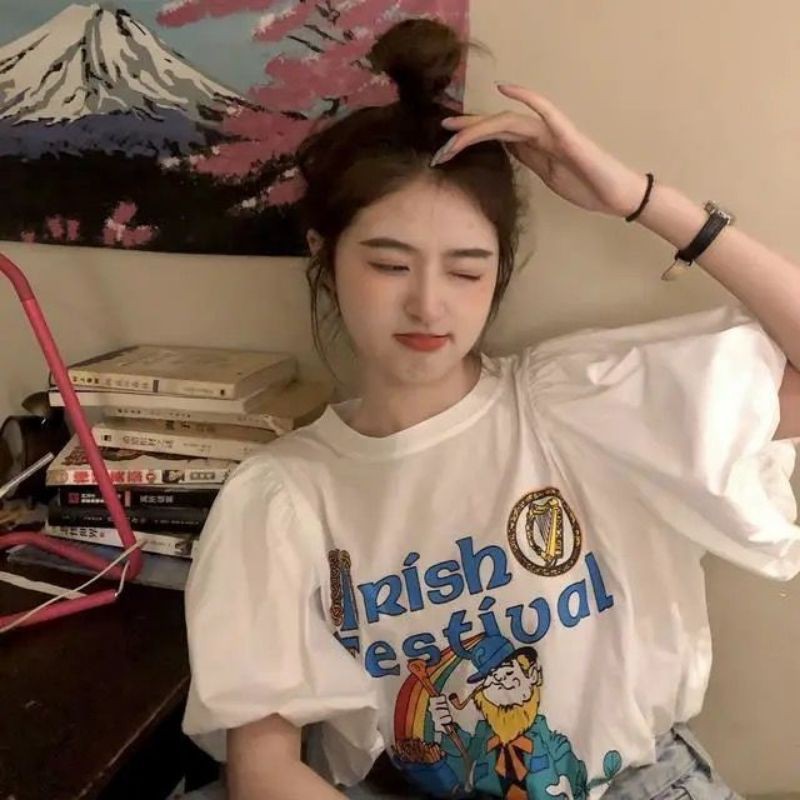 Áo phông  tay bồng Free size 40-55kg Quảng Châu