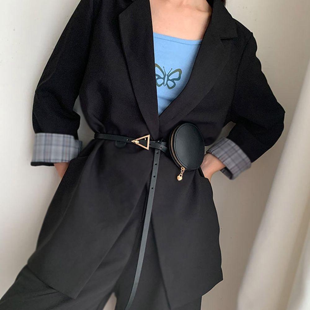 Thắt Lưng Da Kèm Túi Xách Khóa Vuông Thời Trang Hàn Quốc