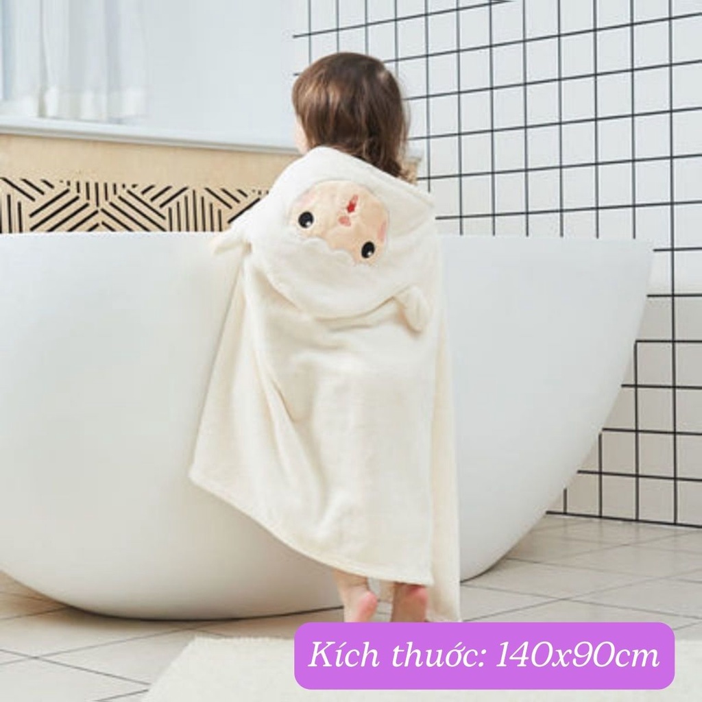 Áo choàng tắm cho bé có mũ khăn tắm, khăn choàng nhiều mẫu kích thước 140x70cm - Mô Mô Home