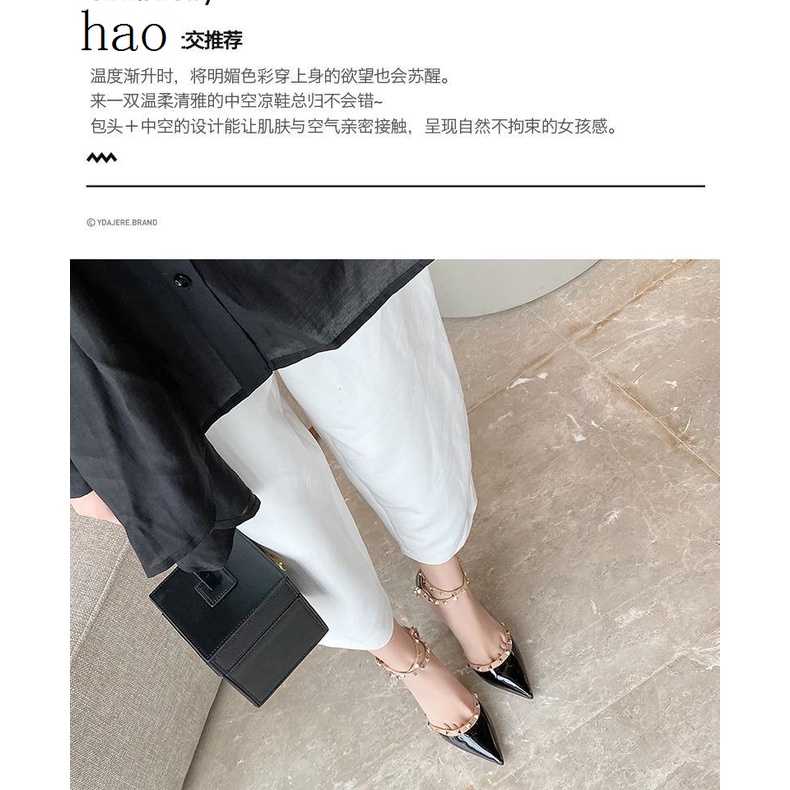 Giày Sandal Cao Gót Mũi Nhọn Đính Đinh Tán Thời Trang Mùa Hè Năm 2021 Cho Nữ