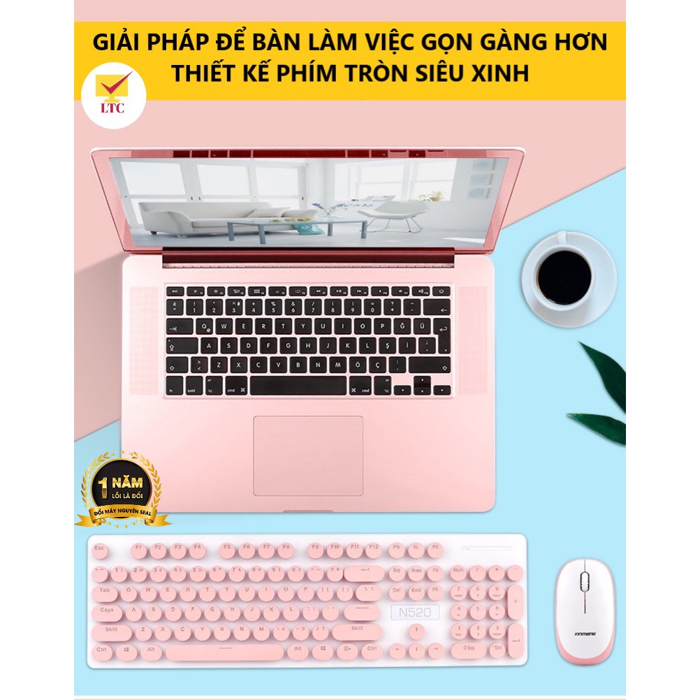 Bộ bàn phím và chuột không dây máy tính N520 SIÊU HOT, cổng kết nối usb 2.4ghz, kiểu dáng đẹp, dành cho pc, laptop - LTC