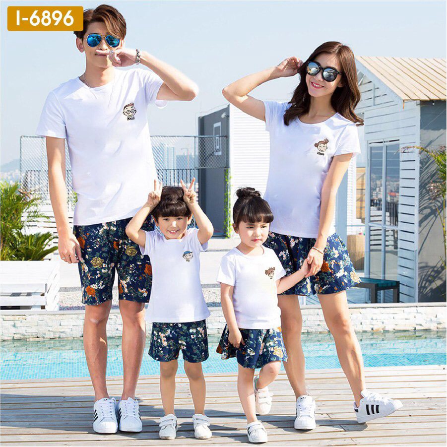 Áo Thun Gia Đình 4 Người In Logo Thành Viên Gia Đình