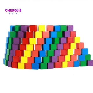 Set 100 Khối Gỗ Vuông Đồ Chơi Nhiều Màu Sắc Cho Bé