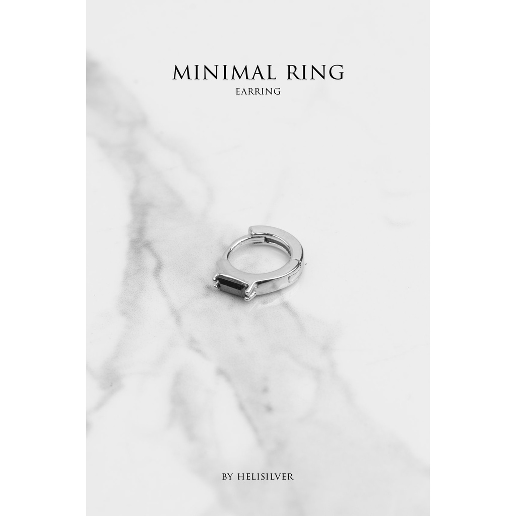 Khuyên tai bạc nam, nữ HeliSilver Minimal 8mm Ring KTB139