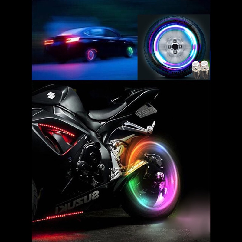 Đèn Led Nhiều Màu Sắc Gắn Van Bánh Xe Đạp Leo Núi/Xe Máy Điện