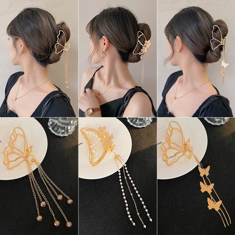 Kẹp Tóc Hợp Kim Mạ Vàng Hình Bướm Thời Trang Hàn Quốc