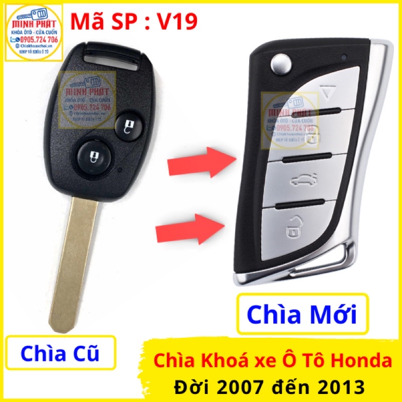 Chìa khoá xe Ô tô Honda City CRV, Accord, Civic V19