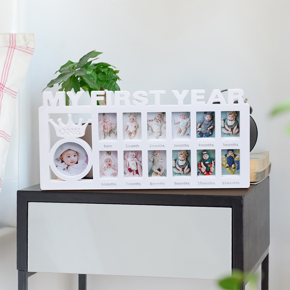 Khung ảnh đánh dấu mốc 12 tháng mừng sinh nhật 1 tuổi cho bé