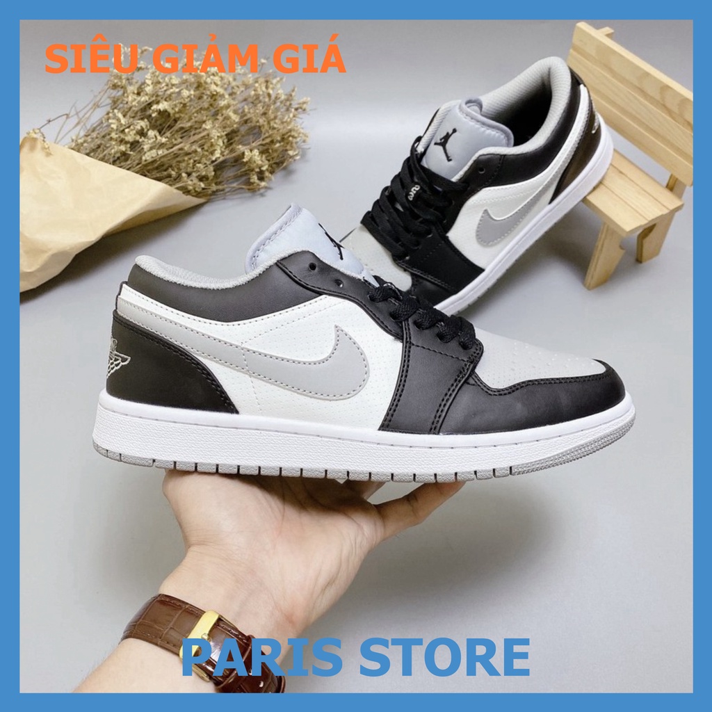 Giày Thể Thao Nam Nữ Jordan JD1 Low Ghi Đen Xám Cổ Thấp Thời Trang Full Box Bill