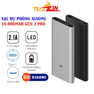 Sạc Dự Phòng Xiaomi Gen 3 Chính Hãng 10.000mah cổng Tipe C Sạc Nhanh 18W Bảo Hành 6 Tháng 1 đổi 1-TECHZIN